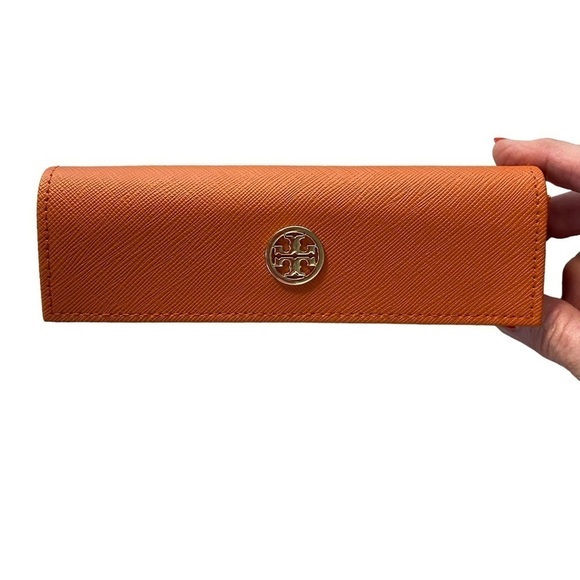 TORY BURCH - EYEWEAR / SUNGLASSES HOLDER / CASE - ORANGE - MAGNETIC CLOSURE S3 - Picture 1 of 10